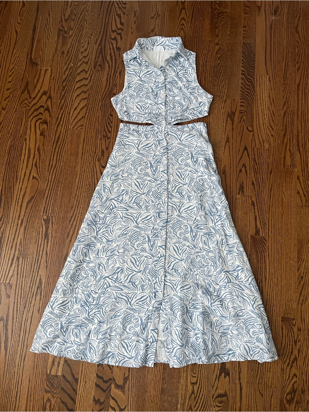Girl And The Sea Blue & White Printed Maxi from Free People